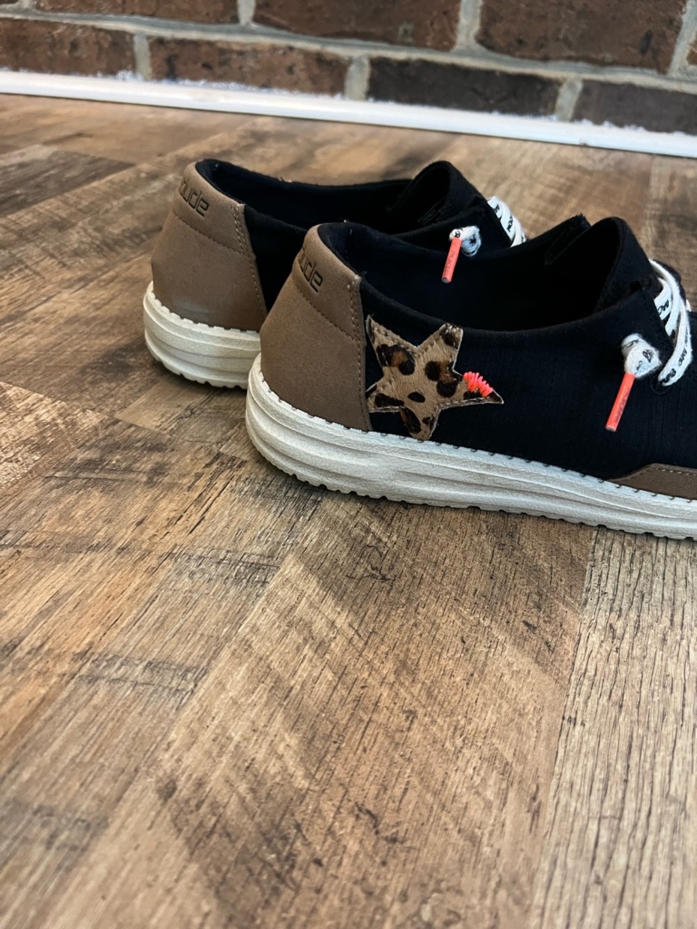 Women’s Black and Brown Slip-On Wendy Casual Sneakers with Leopard Accent - Picture 3 of 10